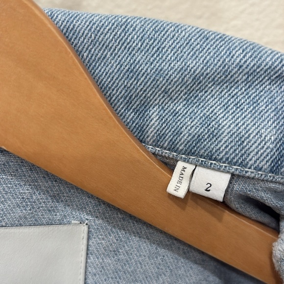 ⭐️SANDRO Houndstooth denim-paneled stretch-knit shirt jacket—GORGEOUS!! Size 2 - Picture 8 of 13